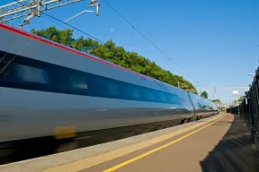 Image of a fast moving train