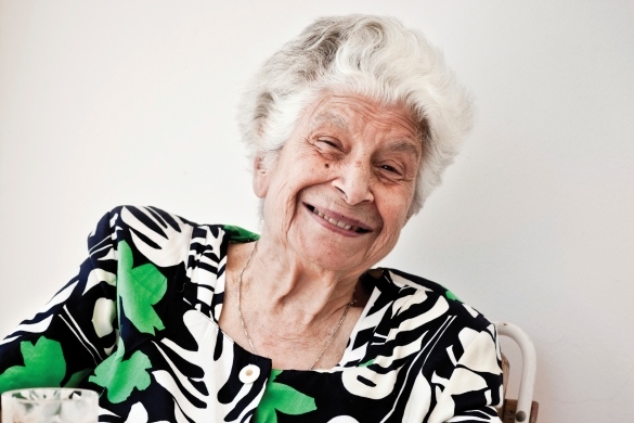 Elderly lady smiling at the camera